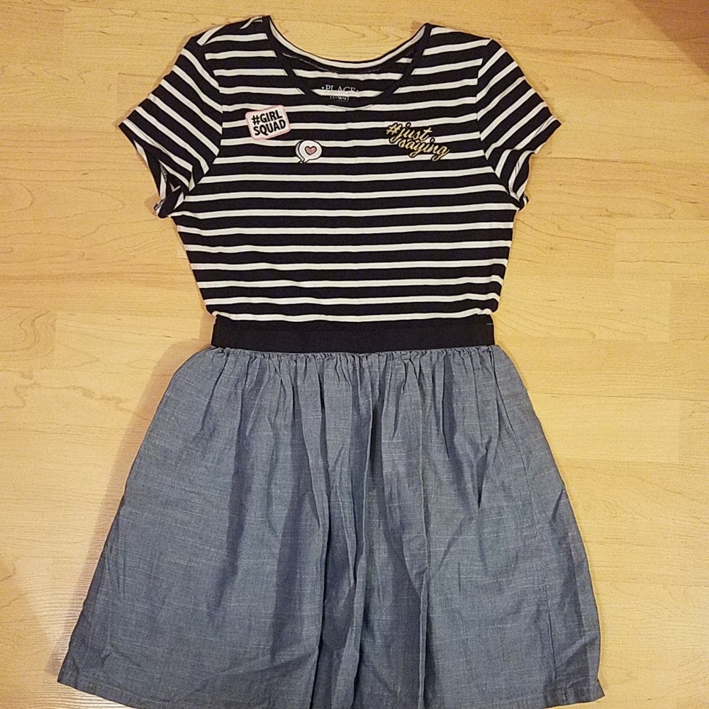 Childrens Place Girls Patch Dress Denim 12